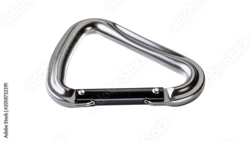 Fotografie Silver metal carabiner with black gate clip