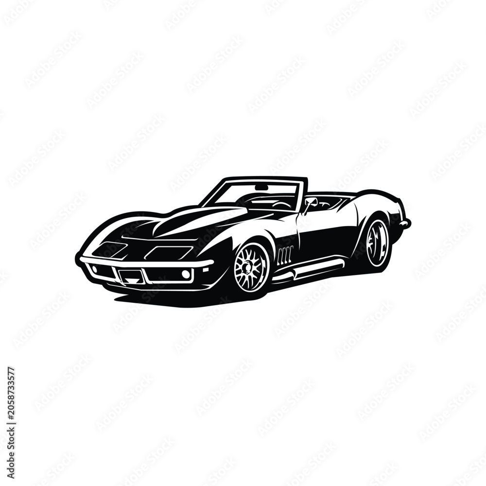 Naklejka premium Classic american convertible sport car vector isolated
