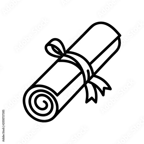 Rolled up paper with ribbon tied.