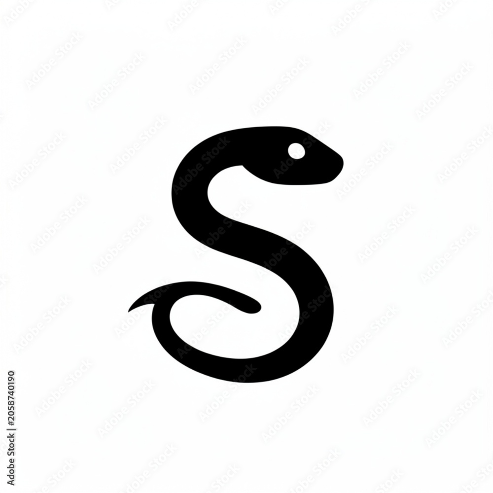 Fototapeta premium black and white snake black snake symbol black snake vector