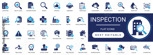 Obraz na plátně inspection solid icon set