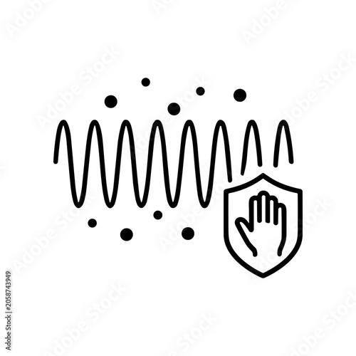 Canvas-taulu Shield with hand and sound waves.