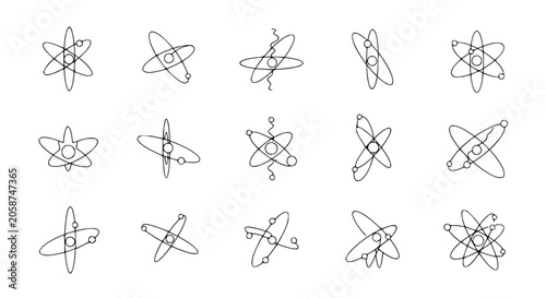 Φωτογραφία Hand-drawn atom models, scientific illustration, abstract physics symbols