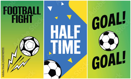 Bild auf Leinwand Vibrant soccer social media banners featuring energetic graphics under bright lighting for exciting digital sports promotion
