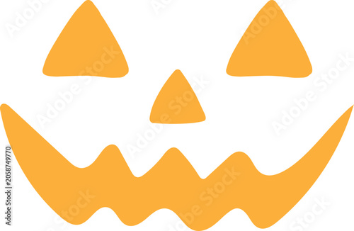 Schilderij op canvas Halloween jackolantern face with triangular eyes nose and toothy smile on transp