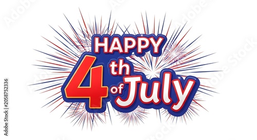 Vibrant Happy 4th of July Fireworks Celebration Background with Patriotic Text