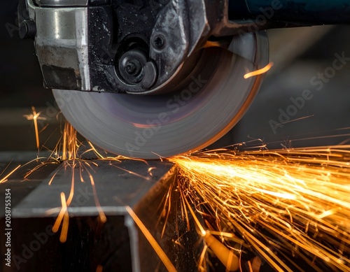 Metal Grinding Sparks - Close-Up of Industrial Metalworking Process.