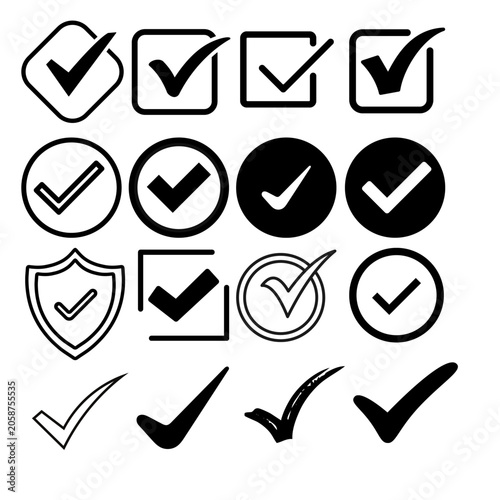 Check Mark Icons Collection Verification Approval and Success Symbols