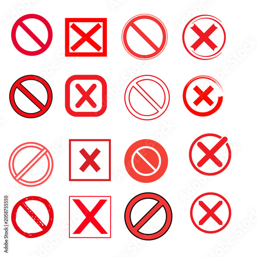 Prohibited Symbols No Sign and Restriction Icons Vector Collection