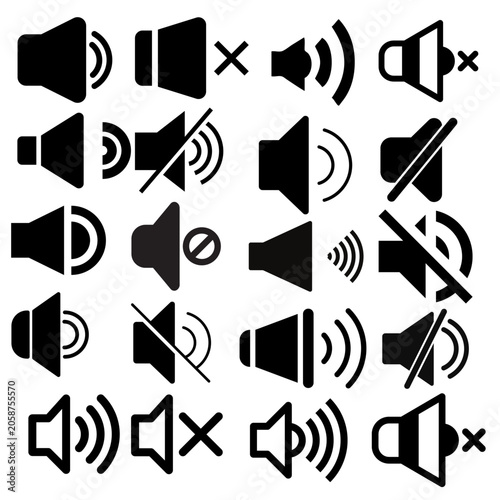 Volume Sound Speaker and Audio Control Icons Vector Collection