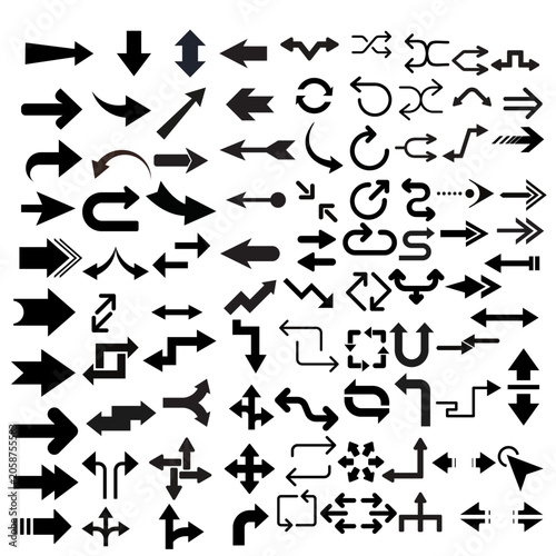 Arrow Icons Collection Direction Navigation and Movement Symbols Vector Set