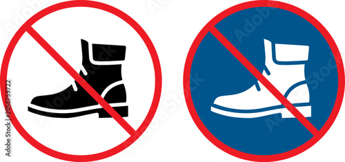 Schilderij op canvas No boots allowed sign, prohibition sign with a boot icon