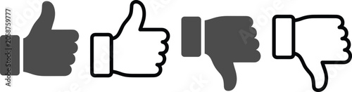 Quadro em tela Minimalist thumbs up and thumbs down icons in solid and outline styles represent