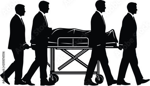 Obraz na plátně A professional silhouette illustration depicting four funeral directors or morgu