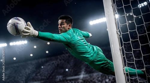 Goalkeeper Makes Dramatic Save Catching Soccer Ball Mid Air During Game