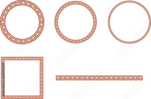 Fotografi Set of greek key patterns, meander borders, circular and square frames, vector i