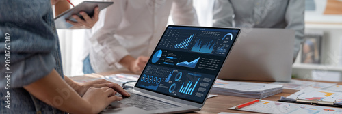 Business data dashboard provide business intelligence analytic for marketing strategy planning brisk with big data set to analyze customer demands and foreseeing business future