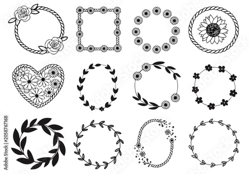 Floral Ornament Vector Collection On White Background