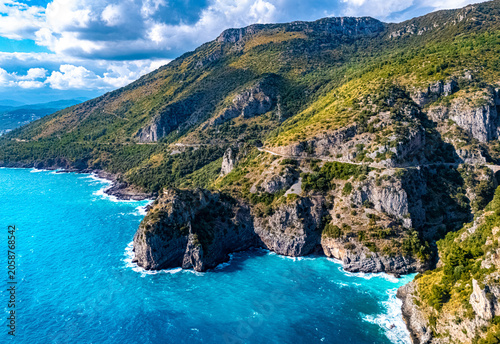The coastline near the Midnight Beach, Campania, Italy