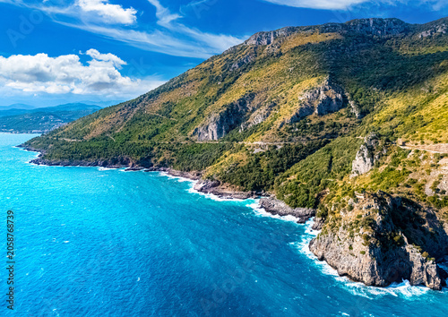 The coastline near the Midnight Beach, Campania, Italy