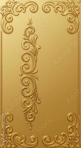 Golden Embossed Filigree: Luxury 3D Render