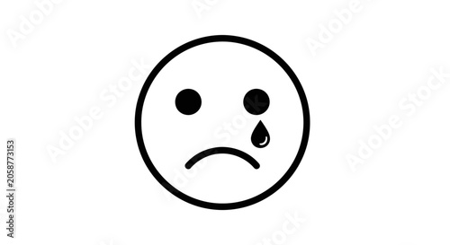 Bild auf Leinwand Sad face with tear drop falling.