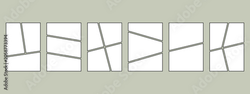 blank of comics book page. photo collage frames template. grid manga comic storyboard layout panel blank template. Manga collage blank 