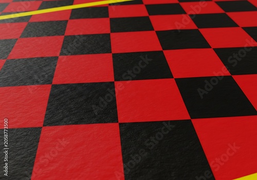 Red & Black Checkered Surface: Textured 3D Render
