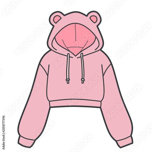 Illustration of Pink Cropped Hoodie