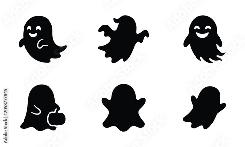 Billede på lærred Set of cute ghost silhouettes for halloween decorations and playful spooky designs
