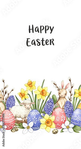 Watercolor Easter: Bunnies, Lamb, & Spring Blooms