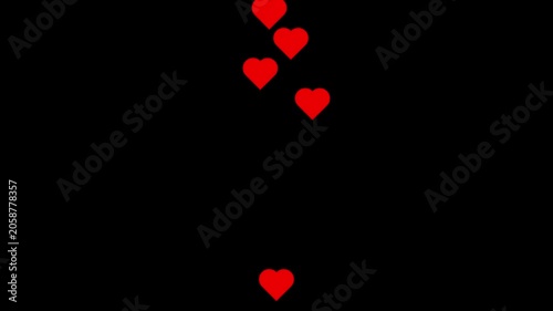 Red heart fountain fly up animation on black background. Social Media Likes and Love Emoji Effects for Instagram and TikTok