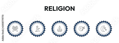 Fotografija religion outline icon set