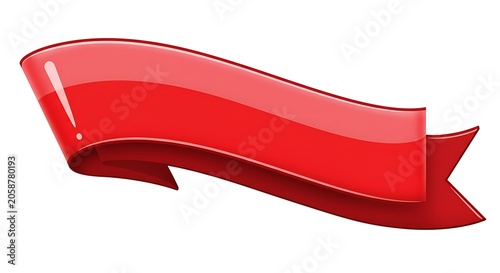 Vibrant Red Ribbon: Glossy, Curving Design Element