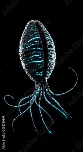 Bioluminescent Abyss: 3D Render of Deep Sea Creature
