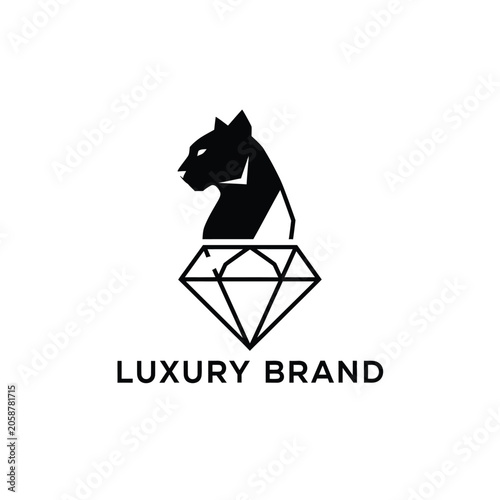Minimalist Black Panther and Diamond Logo Design for Luxury Branding