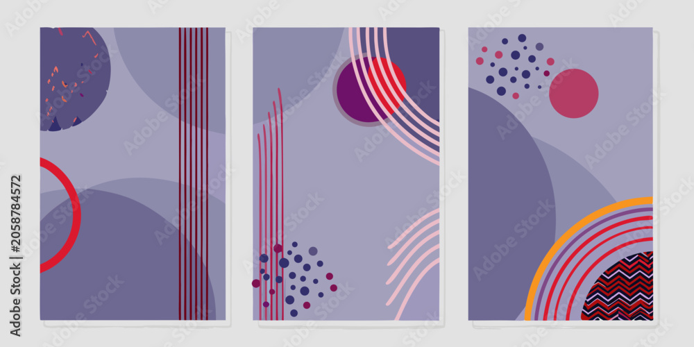 Obraz premium Geometric abstract pattern with circles lines and organic shapes