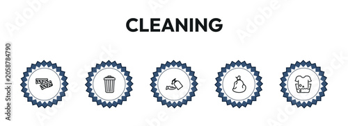 Foto cleaning outline icon set