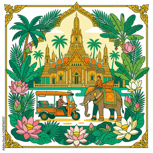 Bangkok Travel: Elephant, Tuk-Tuk & Wat Arun Temple Amidst Tropical Flora