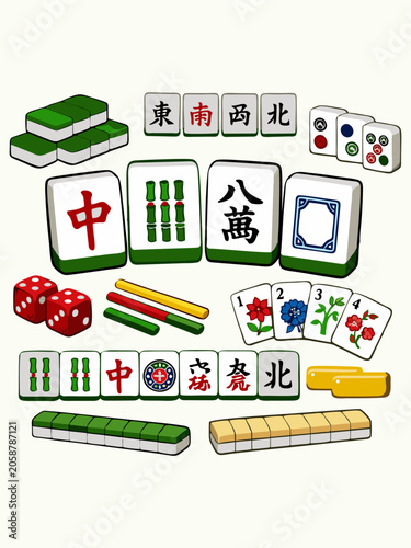 Mahjong tile set vector illustration