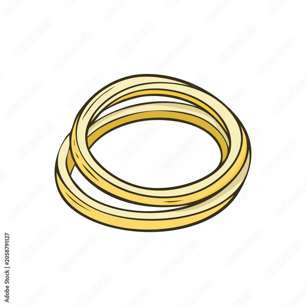 Fototapeta premium A stack of golden rubber bands tied together in a looped knot symbolizing connection and unity