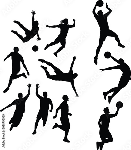 Εκτύπωση καμβά Collection of professional sports silhouettes featuring basketball and soccer pl