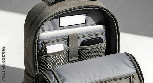 Modern Backpack Inner Organization with Tech Accessories