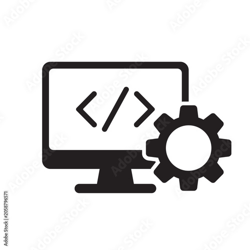 Software Development Coding Vector Flat Icon for Programming Configuration System