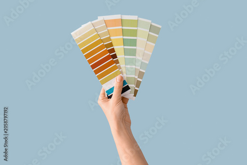 Hand holding paint color sw...