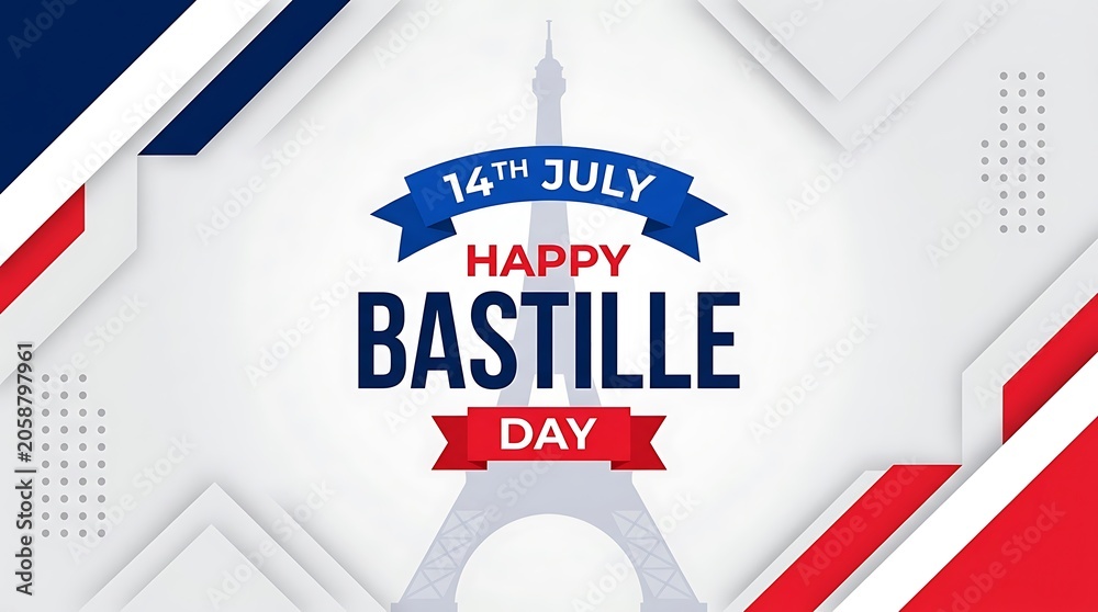 Fototapeta premium Happy bastille day celebrations on 14th july with french flag and eiffel tower