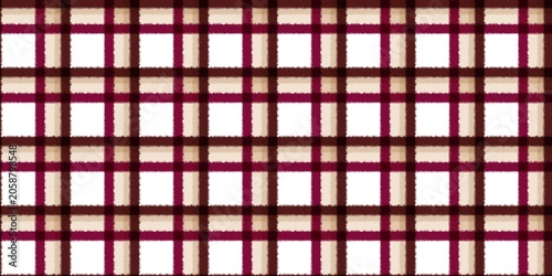 Seamless classic plaid pattern in dark red, maroon, and beige. Geometric tartan fabric texture background for textile, wallpaper, or design projects.