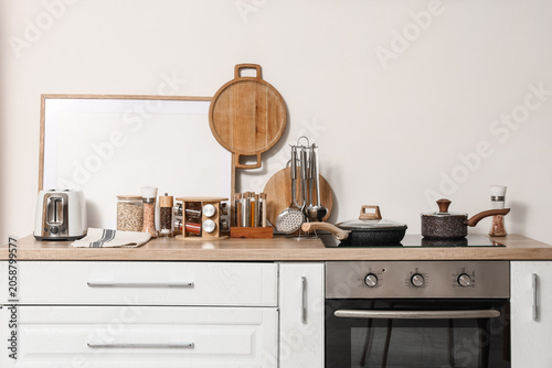 Modern kitchen countertop w...