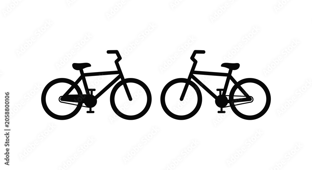 Naklejka premium Two Bicycles Side By Side Black Silhouette bicycle bikes