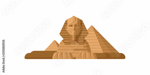 Photos Egyptian Sphinx And Pyramids Flat Vector Illustration On White Background